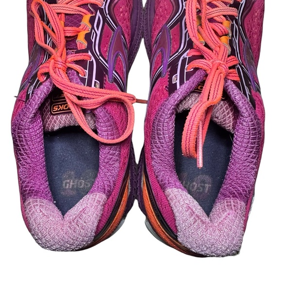 BROOKS Ghost Running Shoe 8th Edition Pink/Purple with Orange Size 11 - Picture 6 of 14